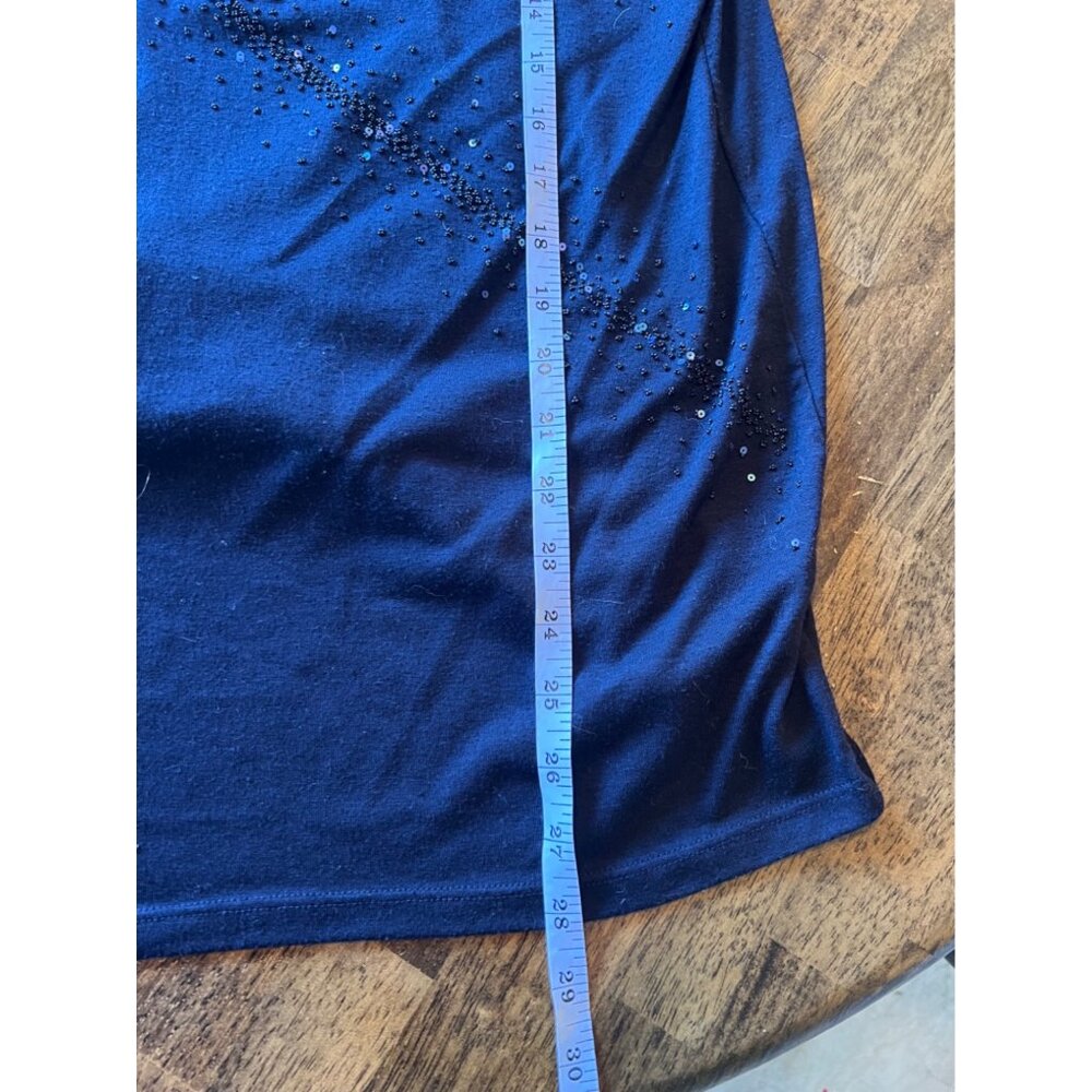 Lane Bryant Navy Blue Short Sleeve Sequin Embellished Blouse 22/24 - Picture 5 of 5